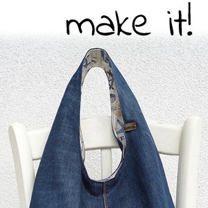 Handbag Sewing Pattern, DIY Slouchy Jeans Bag, Hobo Bag Printable PDF ...