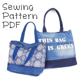 PDF Schnittmuster für Tasche mit Reißverschluss und Futter in zwei Größen. Einfaches E-Pattern für Anfänger, klassische Stofftasche, Anleitung zum Herunterladen