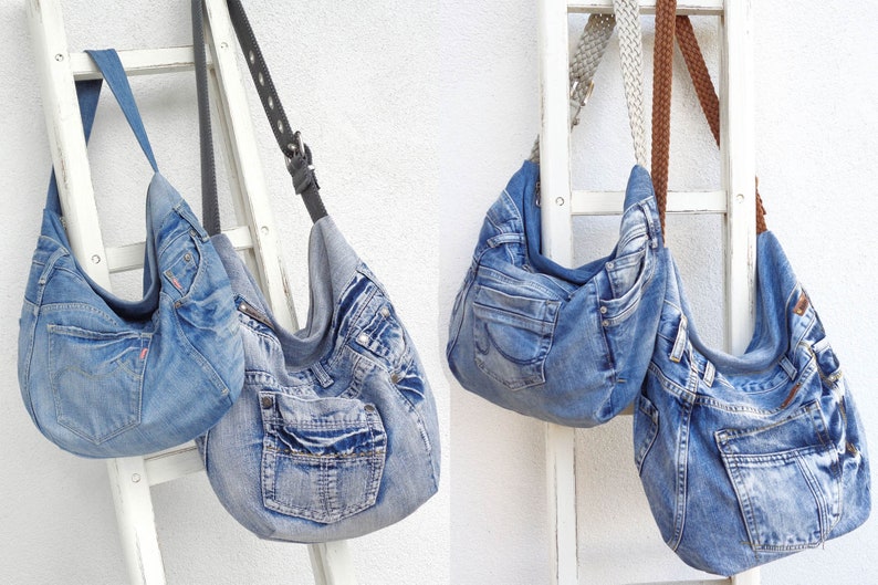One Pair of Jeans Bag Sewing Pattern Slouchy Zipper Bag DIY - Etsy