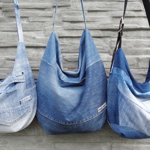 DIY Zipped Hobo Bag Sewing Pattern, Slouchy Denim Bag, 2 Sizes, 3 ...