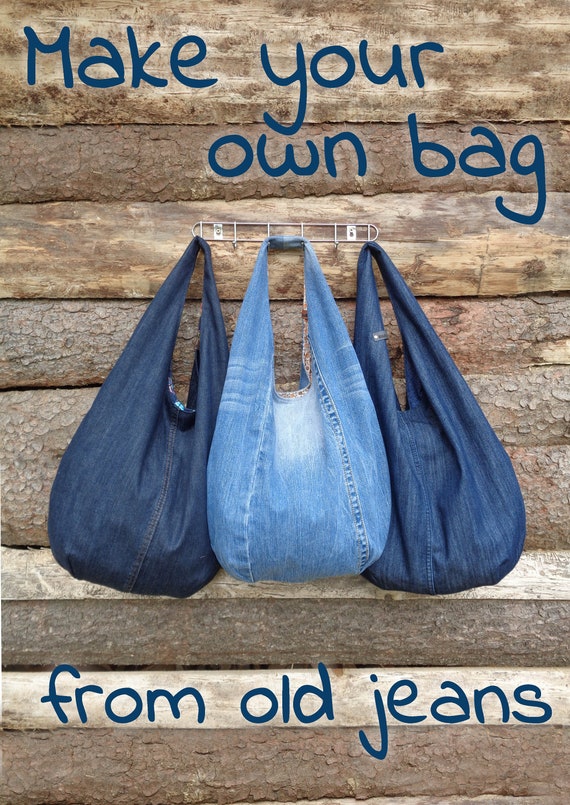 Handbag Sewing Pattern DIY Slouchy Jeans Bag Hobo Bag Printable PDF Pattern  and Instructions Easy Photo Tutorial Download 