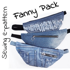 DIY sewing fanny pack pattern, bum bag, moon bag, printable PDF pattern and instructions to make waist bag, easy photo tutorial download