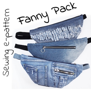 DIY sewing fanny pack pattern, bum bag, moon bag, printable PDF pattern and instructions to make waist bag, easy photo tutorial download