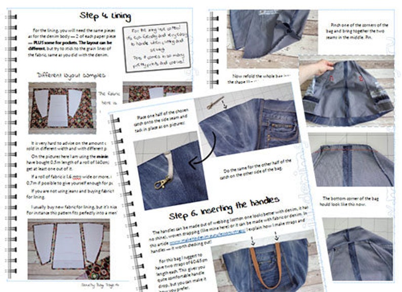 Tote Bag Sewing Pattern Jeans Handbag With Folded Sides DIY Etsy