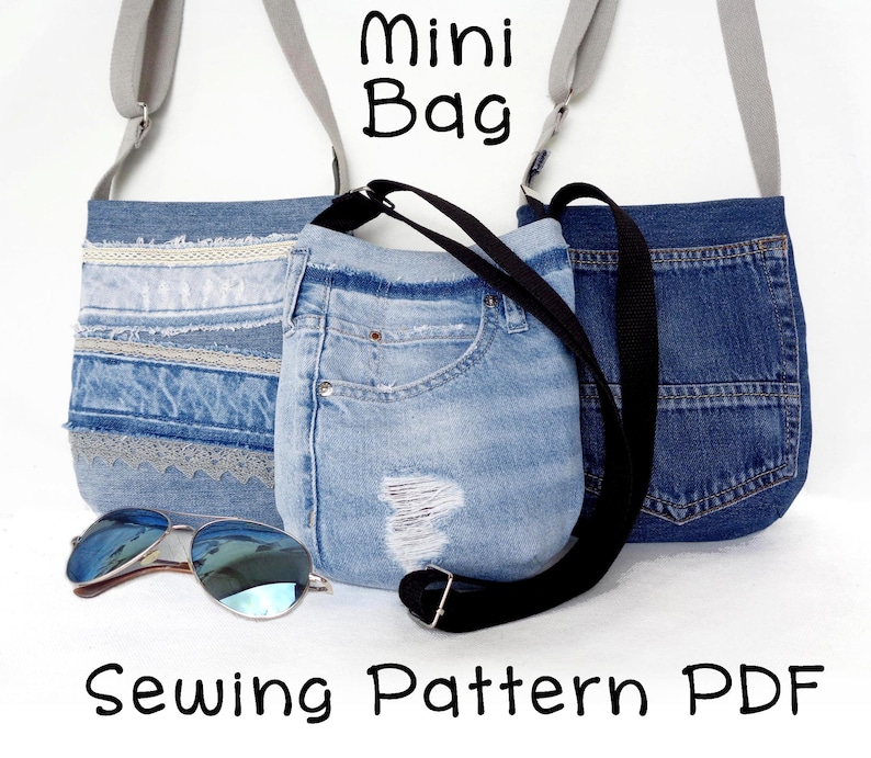 Sewing Tutorial, Printable Pattern to Make Mini Bag, Small Denim Bag ...