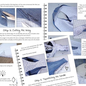 DIY handbag sewing pattern, slouchy jeans bag, hobo bag printable PDF pattern and instructions, easy photo tutorial download image 4