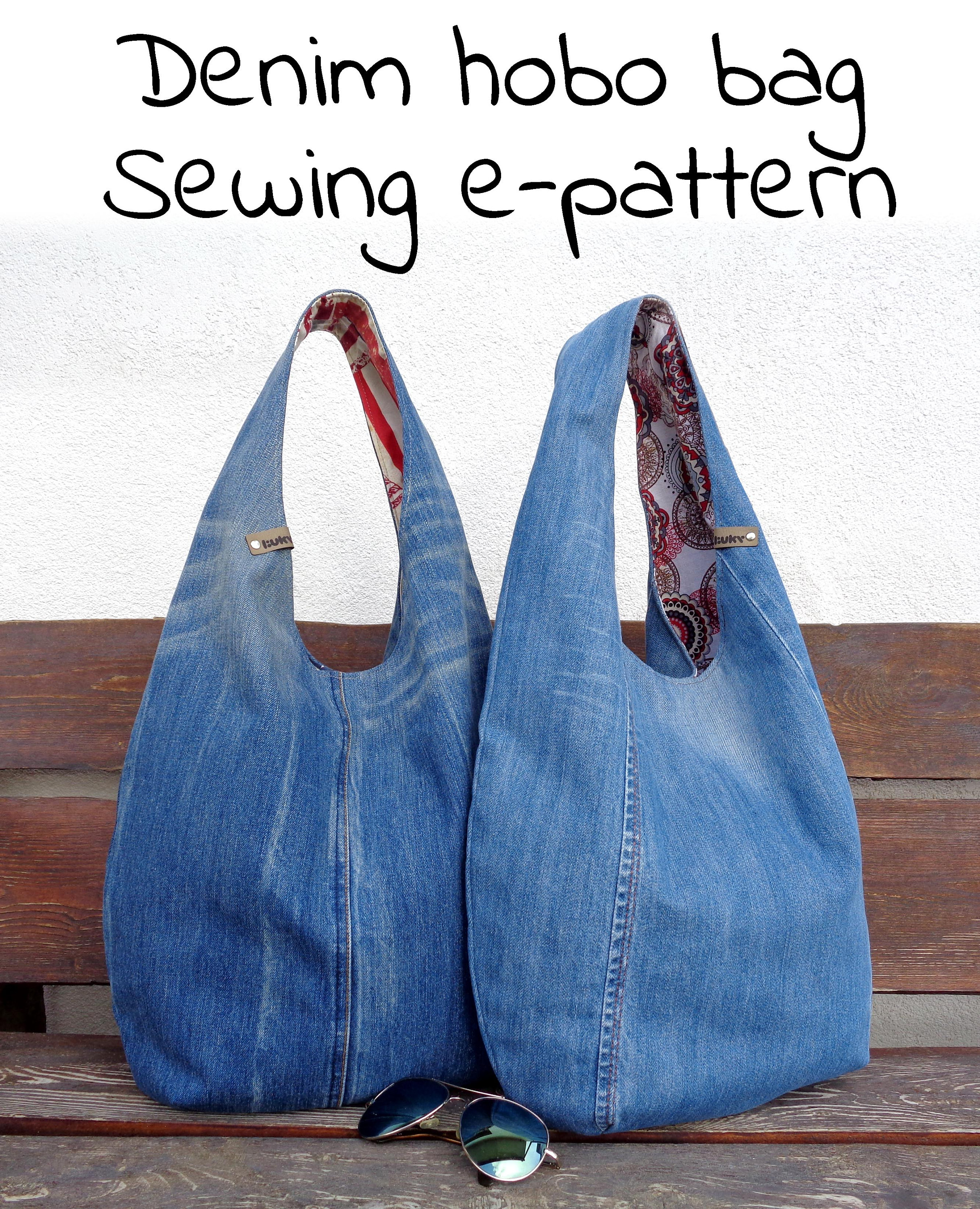 HOBO BAG FROM JEANS, HOBO BAG SEWING TUTORIAL, RECYCLE JEANS INTO BAGS