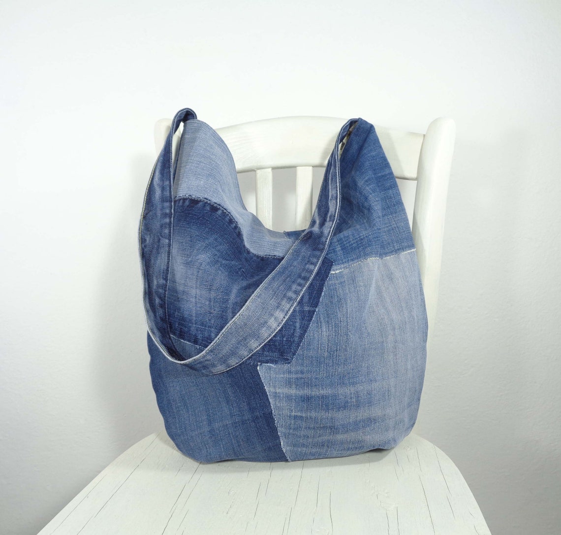 DIY denim bag pattern slouchy shoulder bag large bag Etsy