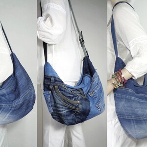 DIY Zipped Hobo Bag Sewing Pattern, Slouchy Denim Bag, 2 Sizes, 3 ...