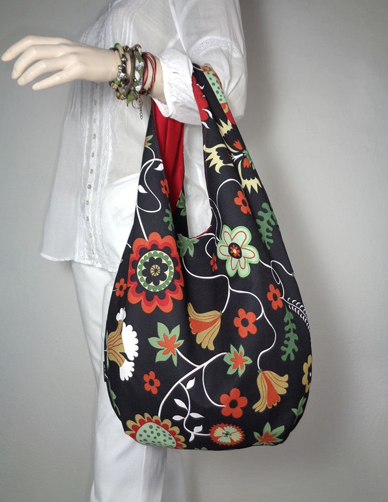 DIY handbag sewing pattern, slouchy jeans bag, hobo bag printable PDF pattern and instructions, easy photo tutorial download image 5