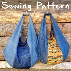 e-Schnittmuster für große Hobo Tasche, slouchy Schultertasche DIY, printable PDF Nähanleitung Schritt für Schritt Anleitung, Foto-Download