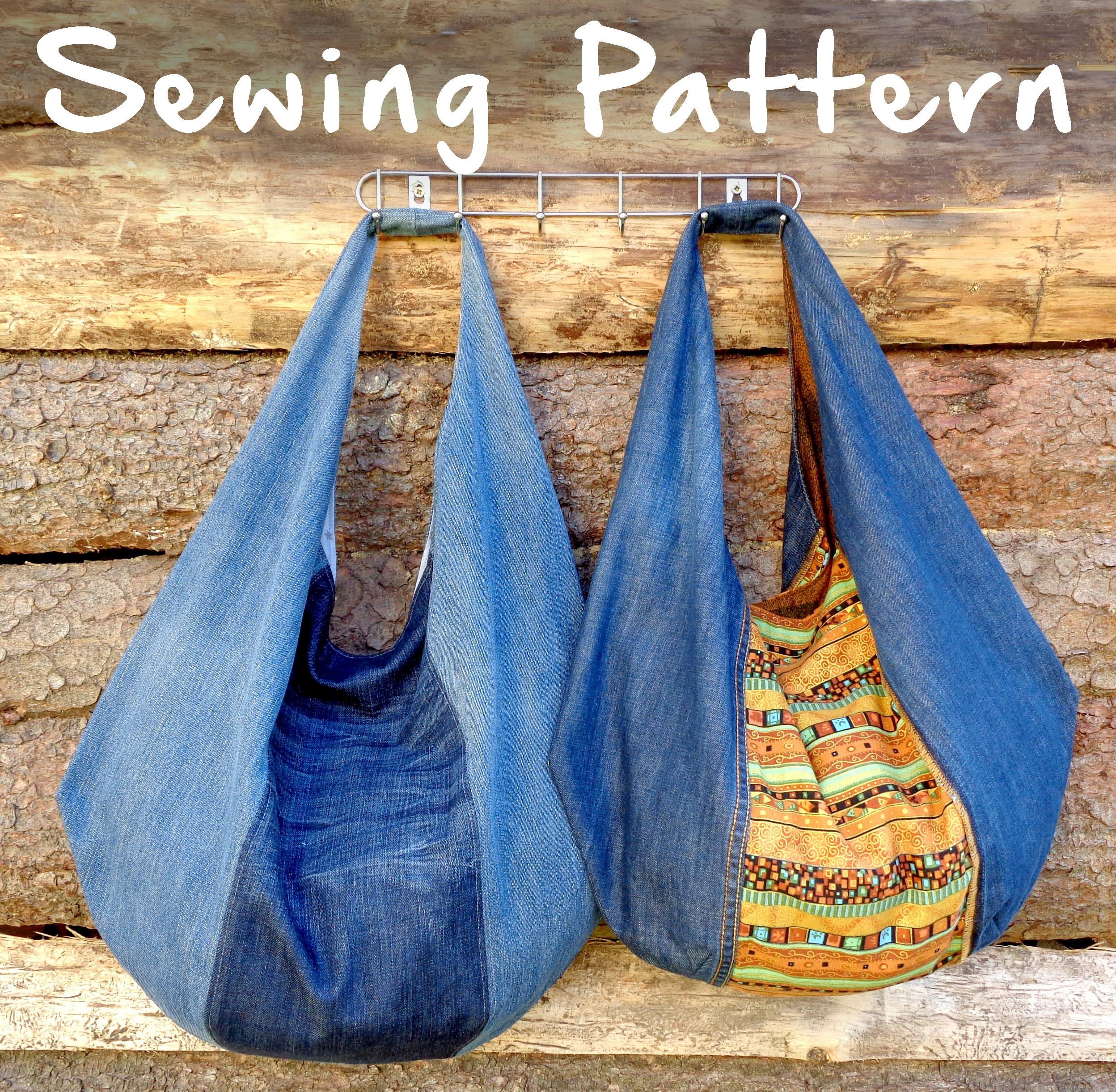 Denim Hobo Bag Sewing Pattern, Slouchy Shoulder Bag DIY (PDF Pattern ...