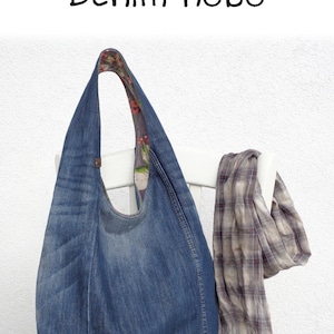 DIY handbag sewing pattern, slouchy jeans bag, hobo bag printable PDF pattern and instructions, easy photo tutorial download image 10
