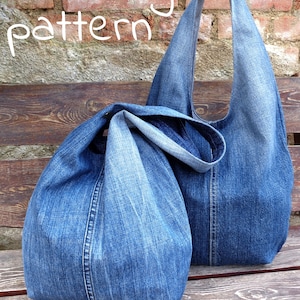 DIY handbag sewing pattern, slouchy jeans bag, hobo bag printable PDF pattern and instructions, easy photo tutorial download image 7
