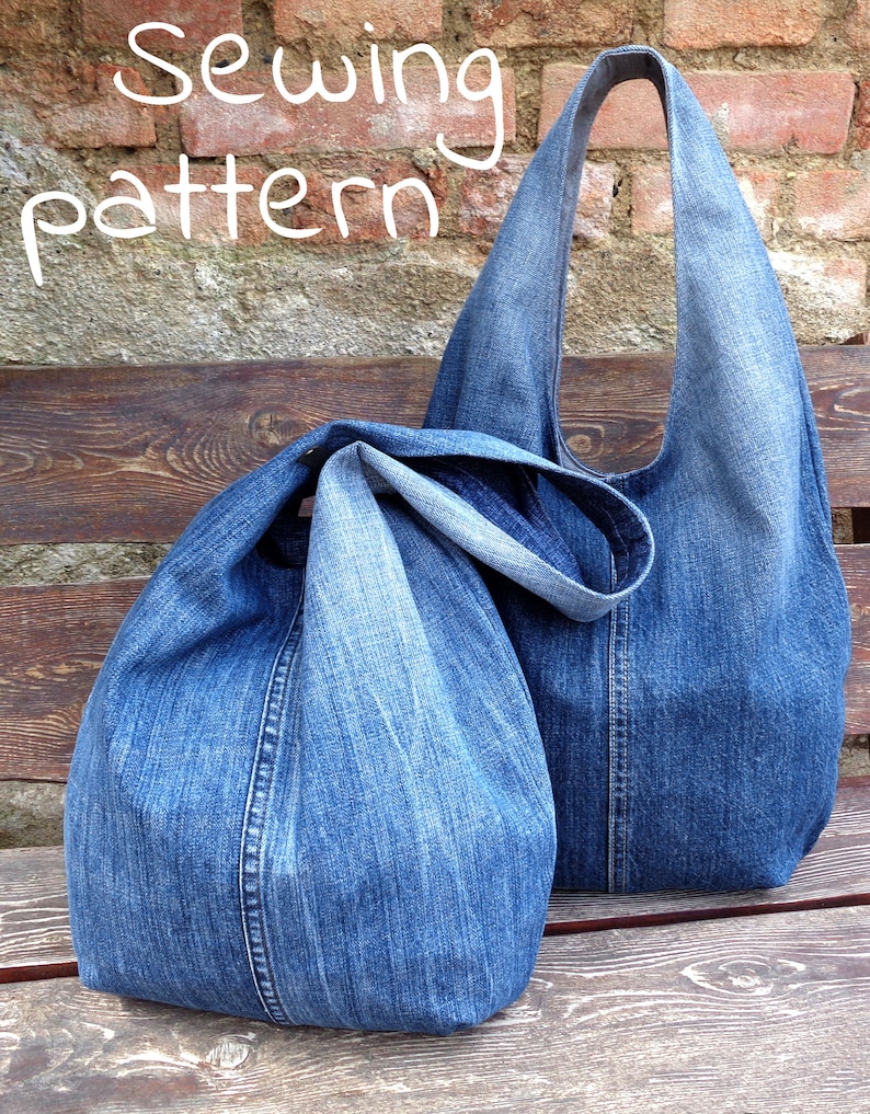 DIY handbag sewing pattern, slouchy jeans bag, hobo bag printable PDF pattern and instructions, easy photo tutorial download image 7