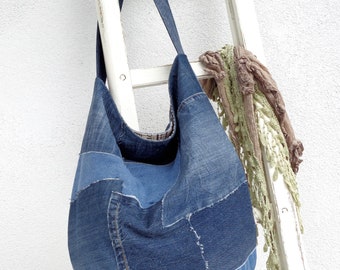 Molde de bolsa jeans faça você mesmo, bolsa de ombro larga, bolsa