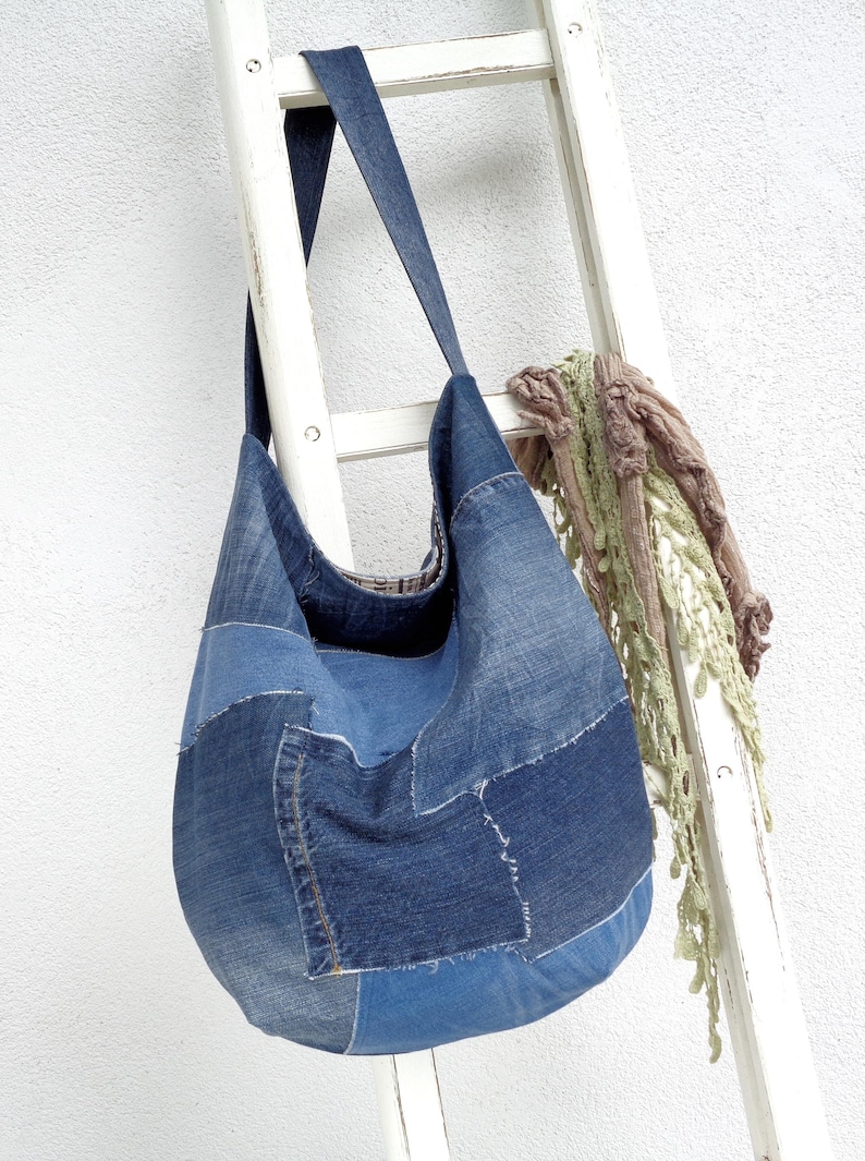 DIY denim bag pattern slouchy shoulder bag large bag Etsy