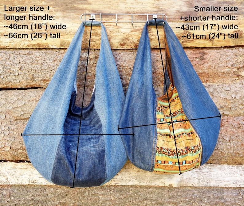 Denim Hobo Bag Sewing Pattern, Slouchy Shoulder Bag DIY (PDF Pattern ...