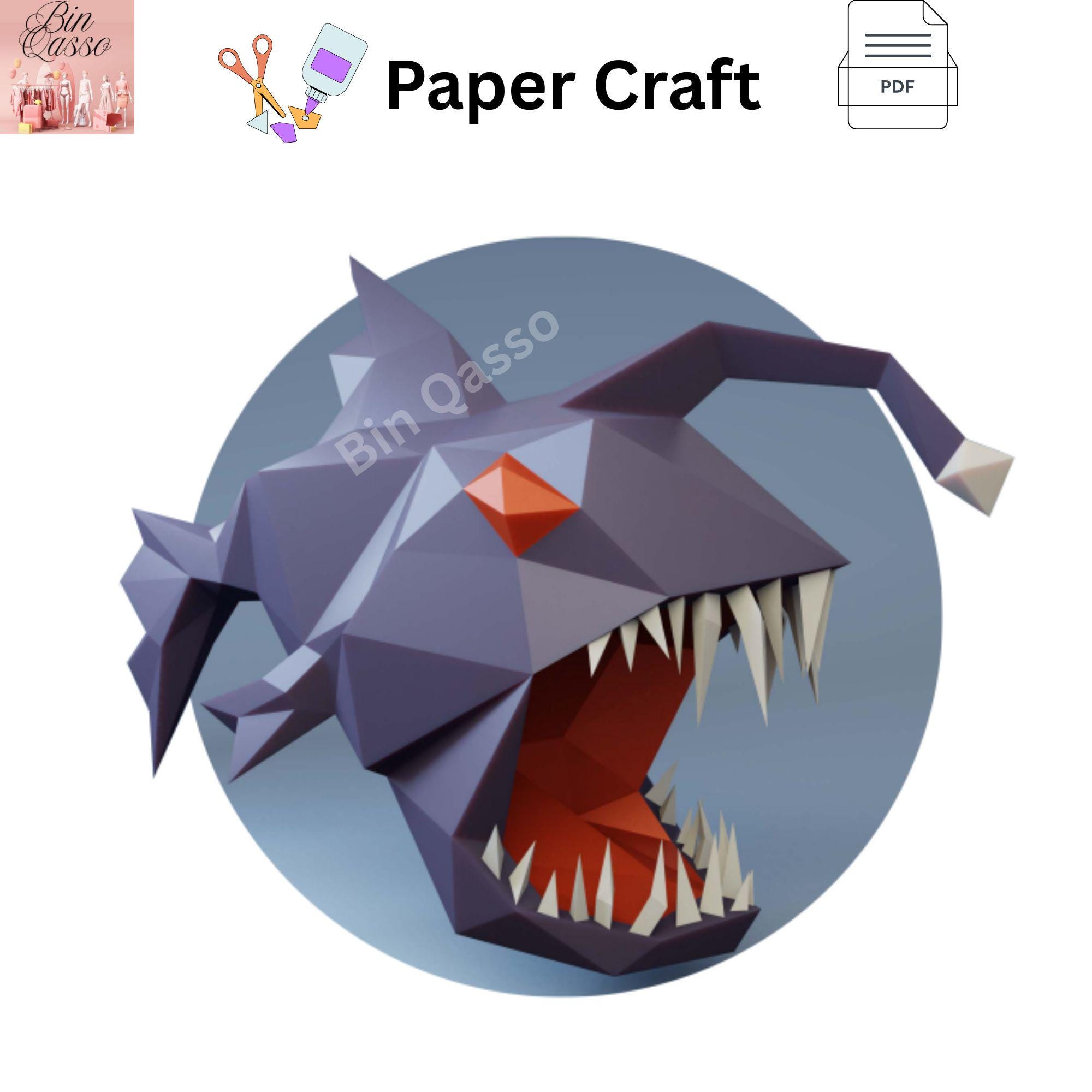 Angler Fish Papercraft, Origami Whale Shar, Anglerfish Deep Sea Fish ...