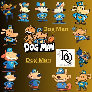 Dog Man Sticker Pack, 14 Stickers, Cartoon Stickers For Kids, 2025 party decode Topper, Birthday Party shirt, kids tumbler, Gift For Readers