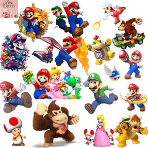 Super Mario Characters, Mario PNG SVG Clipart, Super Mario png, Mario svg, Mario Kart Clipart, Princess Peach png svg Clipart, Luigi svg