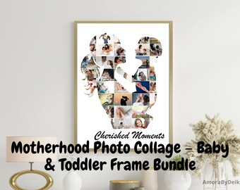 Fotocollage moederschap: aandenken baby en peuter (canvasjabloon)