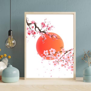 Sakura Serenity – Japanese Cherry Blossom Wall Art | Zen Floral Poster Digital Download