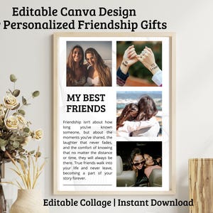 Best Friend Collage Template, Custom Friendship Gift, Editable Canva Template, Personalized Best Friend Print, Digital Friendship Poster