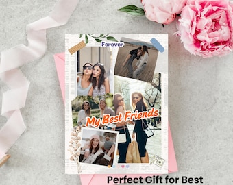 Friends Photo Collage Template – DIY Friendship Gift, Canva Editable (Digital Download)
