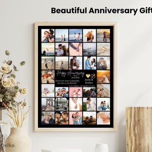Personalized Anniversary Photo Collage Template - Editable Love Story Gift for Couple