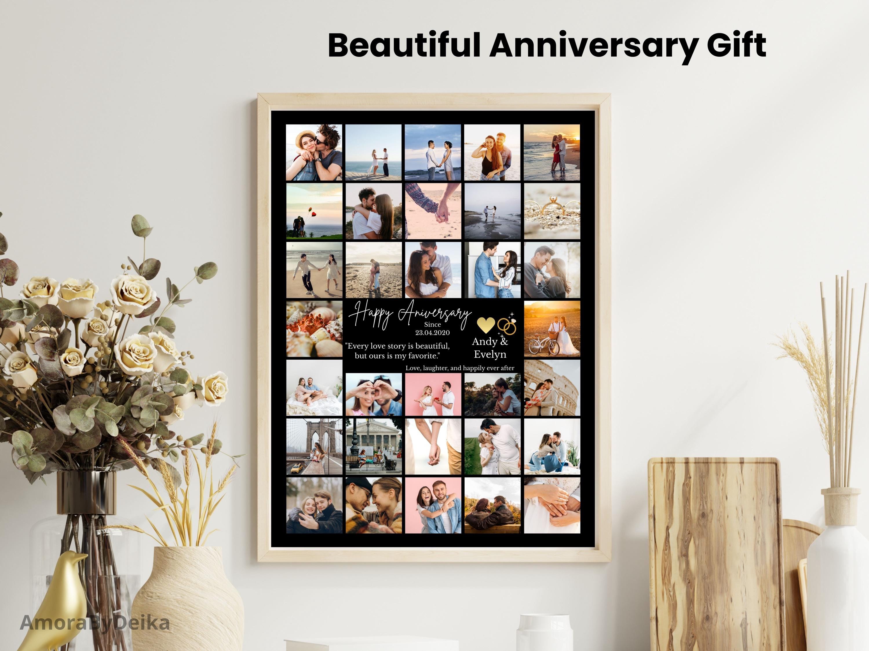 Personalized Anniversary Photo Collage Template - Editable Love Story ...