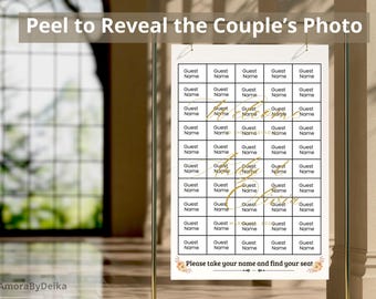 Interactive Wedding Seating Chart Template | Peel to Reveal, Canva Editable (Digital Download)