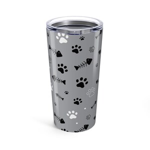 Pet Lover&#39;s Tumbler, 20oz Stainless Steel Cup for Dog and Cat Owners, Cute Animal Design, Travel Drinkware, Perfect Gift for Animal Lovers