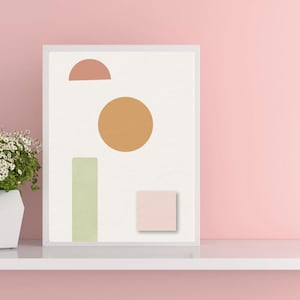 Boho Geometric Wall Art Printable, Minimalist Pastel Abstract Poster, Digital Download Neutra