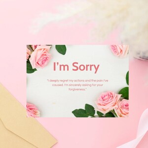 Floral I&#39;m Sorry Card | Printable Apology Card PDF | Digital Download | Cute Romantic Sorry Note