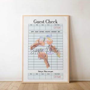 Sippin' Pretty Guest Check Digital Print, Cocktail Print, Cheers Cocktail Poster, Trendy Kitchen Wall Art, Alcohol Poster, Bar Cart Print