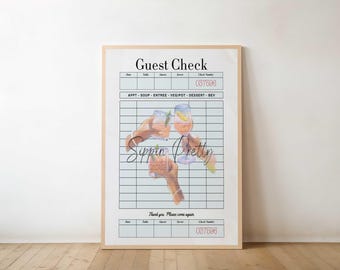 Sippin' Pretty Guest Check Digital Print, Cocktail Print, Cheers Cocktail Poster, Trendy Kitchen Wall Art, Alcohol Poster, Bar Cart Print