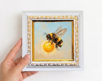 Bee Carrying the Sun Oil Painting Small Framed Canvas Wall Art