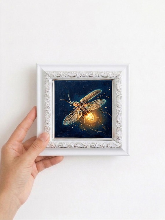 Firefly Oil Painting Mini Framed Canvas Wall Art