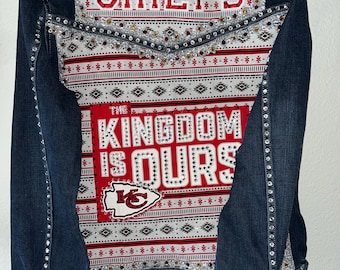 Kansas City Chiefs Denim Jacket, Blinged Football Apparel