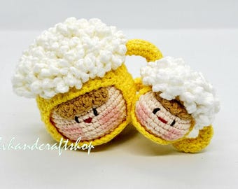 Mini Beer Mug Crochet Pattern | Amigurumi Keychain PDF | Miniature Drink Crochet