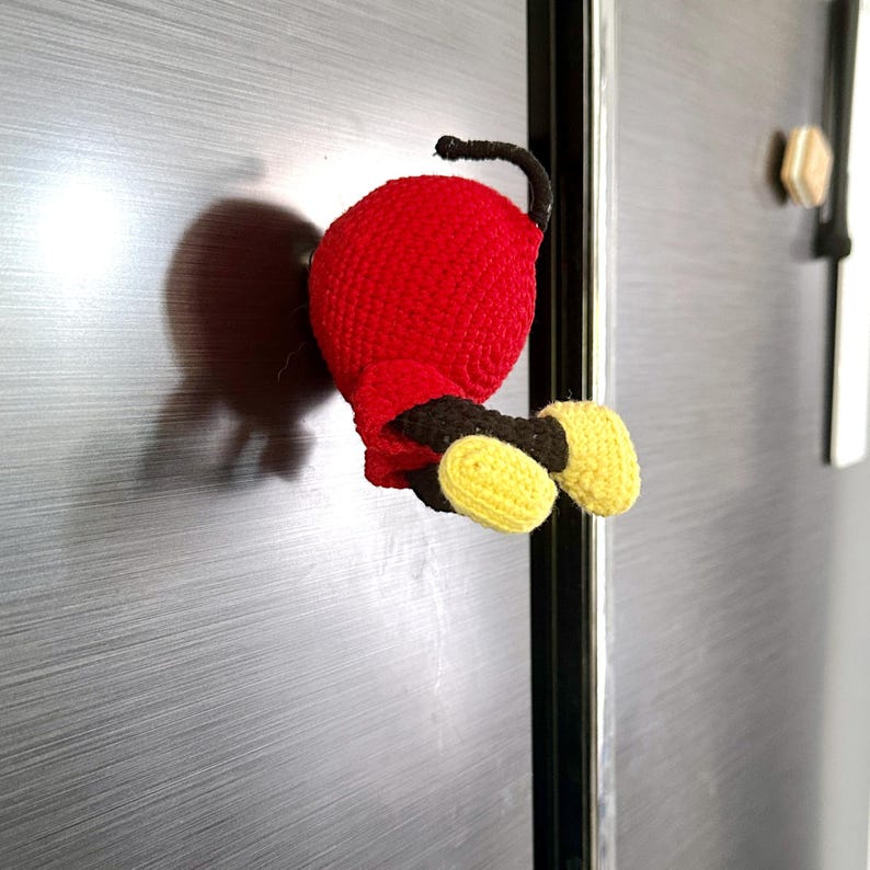 Close-up view of the crocheted Mickey Mouse butt highlighting its playful design