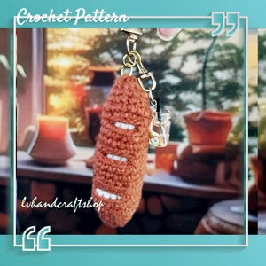 Mini French Baguette Crochet Pattern, Cute Amigurumi Food Keychain, Fun and Easy Handmade Gift PDF, Easy Food Play Crochet Pattern