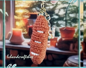 Mini French Baguette Crochet Pattern, Cute Amigurumi Food Keychain, Fun and Easy Handmade Gift PDF, Easy Food Play Crochet Pattern