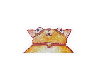Vinyl Decal Sticker of "Cataclysmic Shock" Painting - Orange Cat Kiss-Cut | Funny Cat Sticker