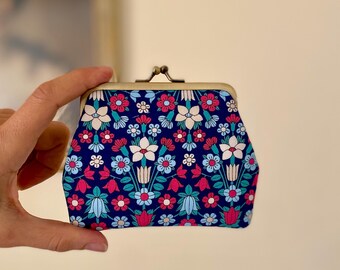 Liberty London fabric Coin Purse: Handmade Floral Clasp Bag