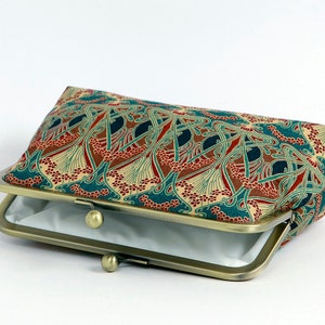 Art Nouveau Clutch, Free chain, Liberty of London Print clutch,Makeup bag, Geometric clutch,Formal purse image 4