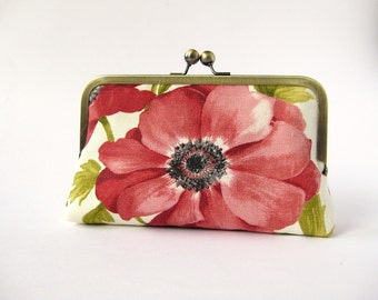 Linen floral clutch purse in silk lining, Bridesmaid clutch, Weddings, Bride, Formal bag, BagNoir