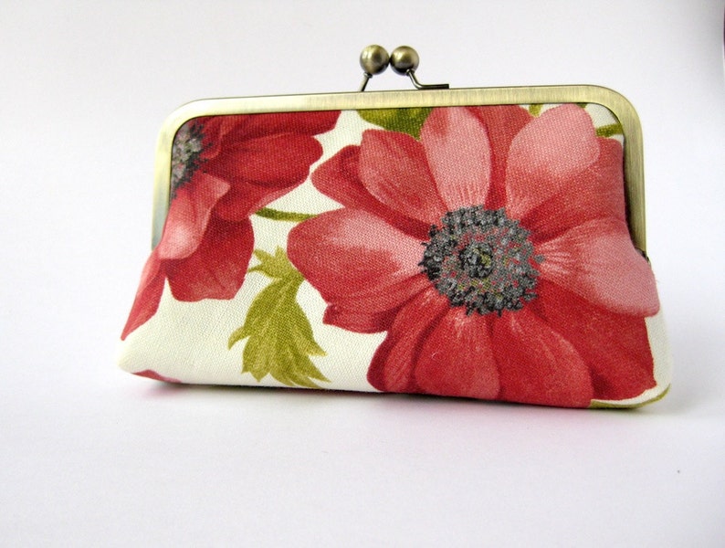Linen Floral Clutch Purse in Silk Lining Bridesmaid Clutch Etsy