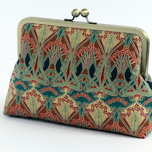 Art Nouveau Clutch, Free chain, Liberty of London Print clutch,Makeup bag, Geometric clutch,Formal purse image 2